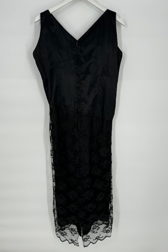 Vintage 90s Black Slip Dress with Lace Skirt \ Si… - image 2