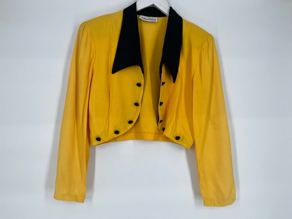 Vintage 80s Yellow And Black Long Sleeve Blazer B… - image 1