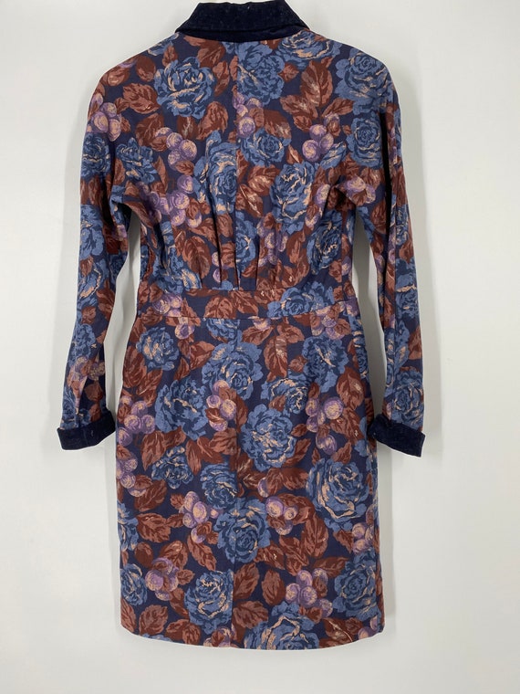Vintage 90's Floral Pattern Dress With Corduroy C… - image 4