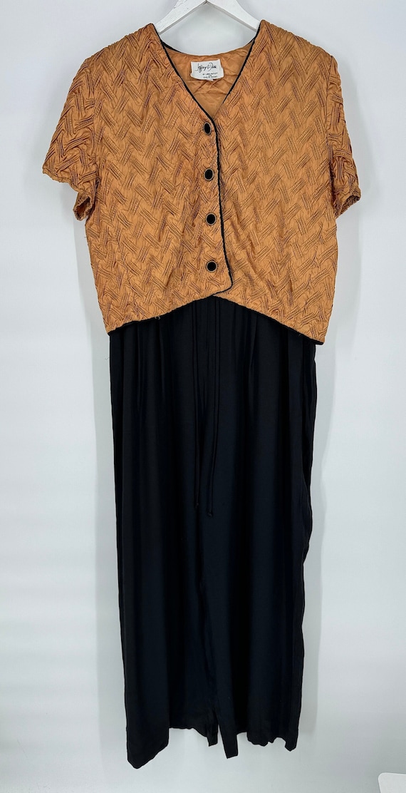 Vintage 80s Gold & Black Wide Leg Jumpsuit by Jeff