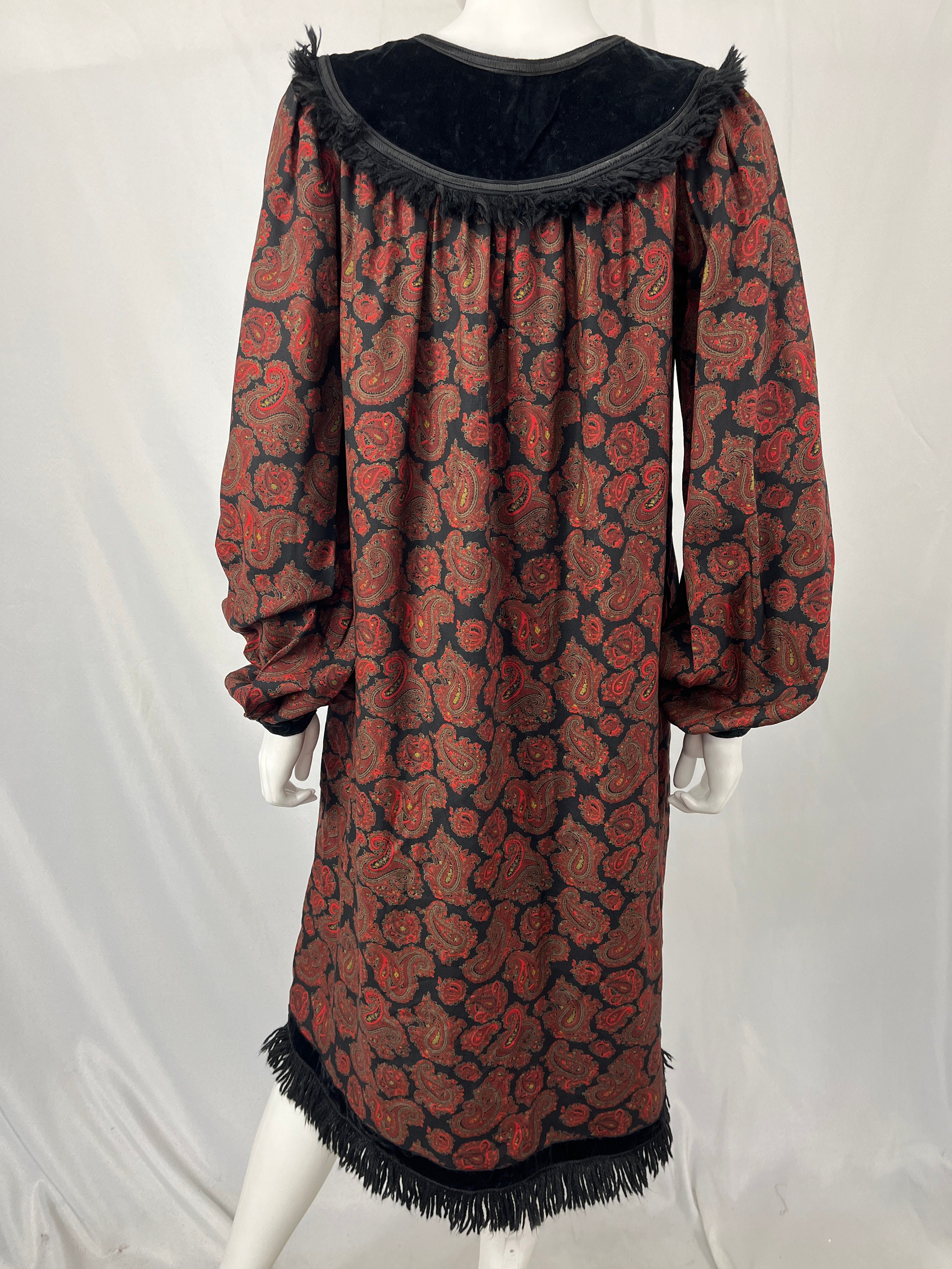 Vintage Early 80s Paisley Dress by Saint Laurent  Size EU