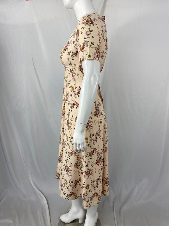 Vintage 80's Floral Dress With lace Collar And Ti… - image 9