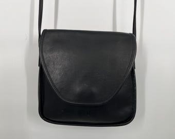 Vintage COACH Lunch Box Black Leather Crossbody Satchel Bag Purse