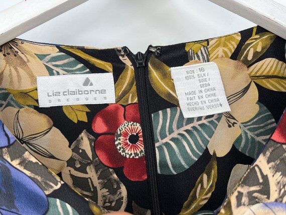 Vintage 80s Tropical Floral 100% Silk Dress by Liz Claiborne 