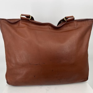 Vintage 90s Coach British Tan Leather Park Tote #4129  Made in