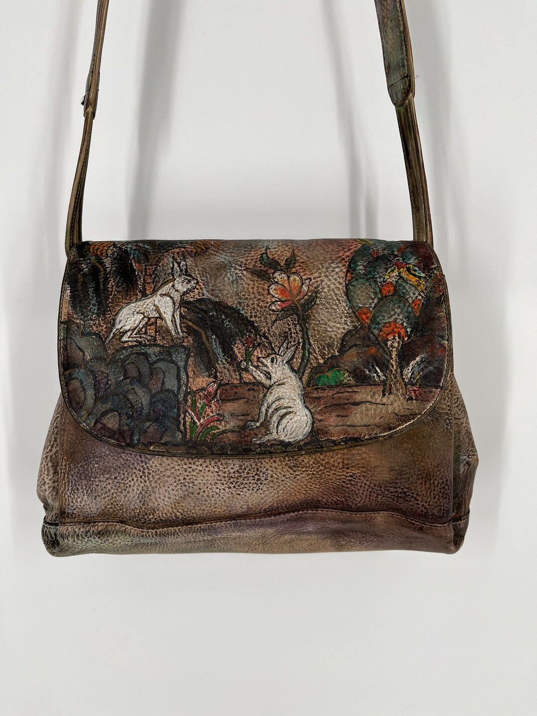 Vintage Jane Yoo Wearable Art Rabbit Hand Painted Purse Please See Item