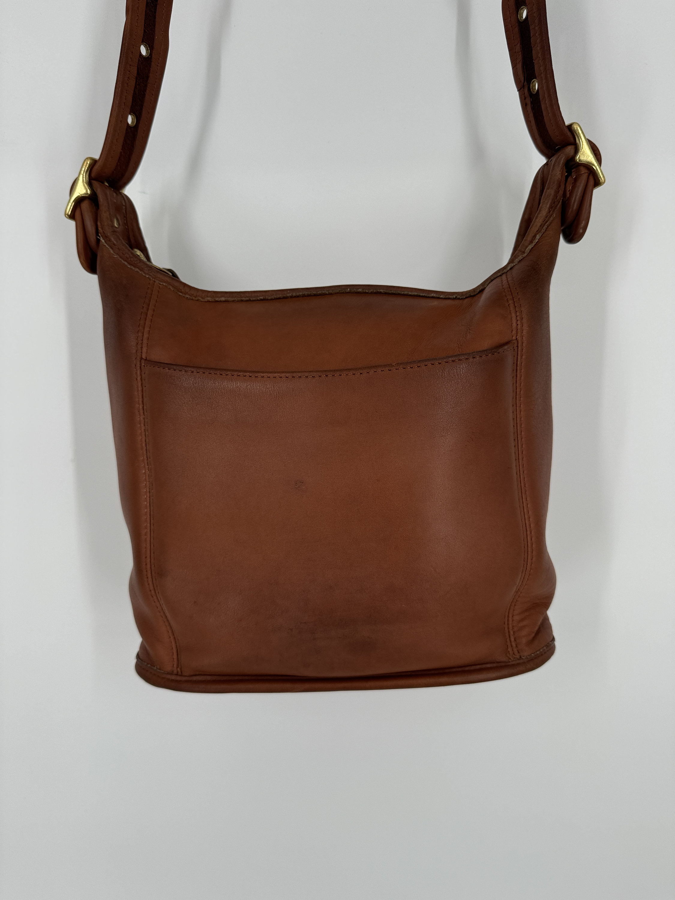 Vintage 90s Coach British Tan Slim Duffle Bag  Made in USA