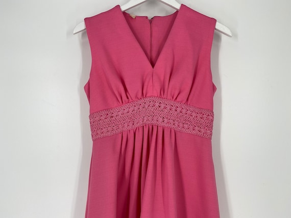 Vintage 70's Pink Dress With Decorative Waist \ S… - image 1