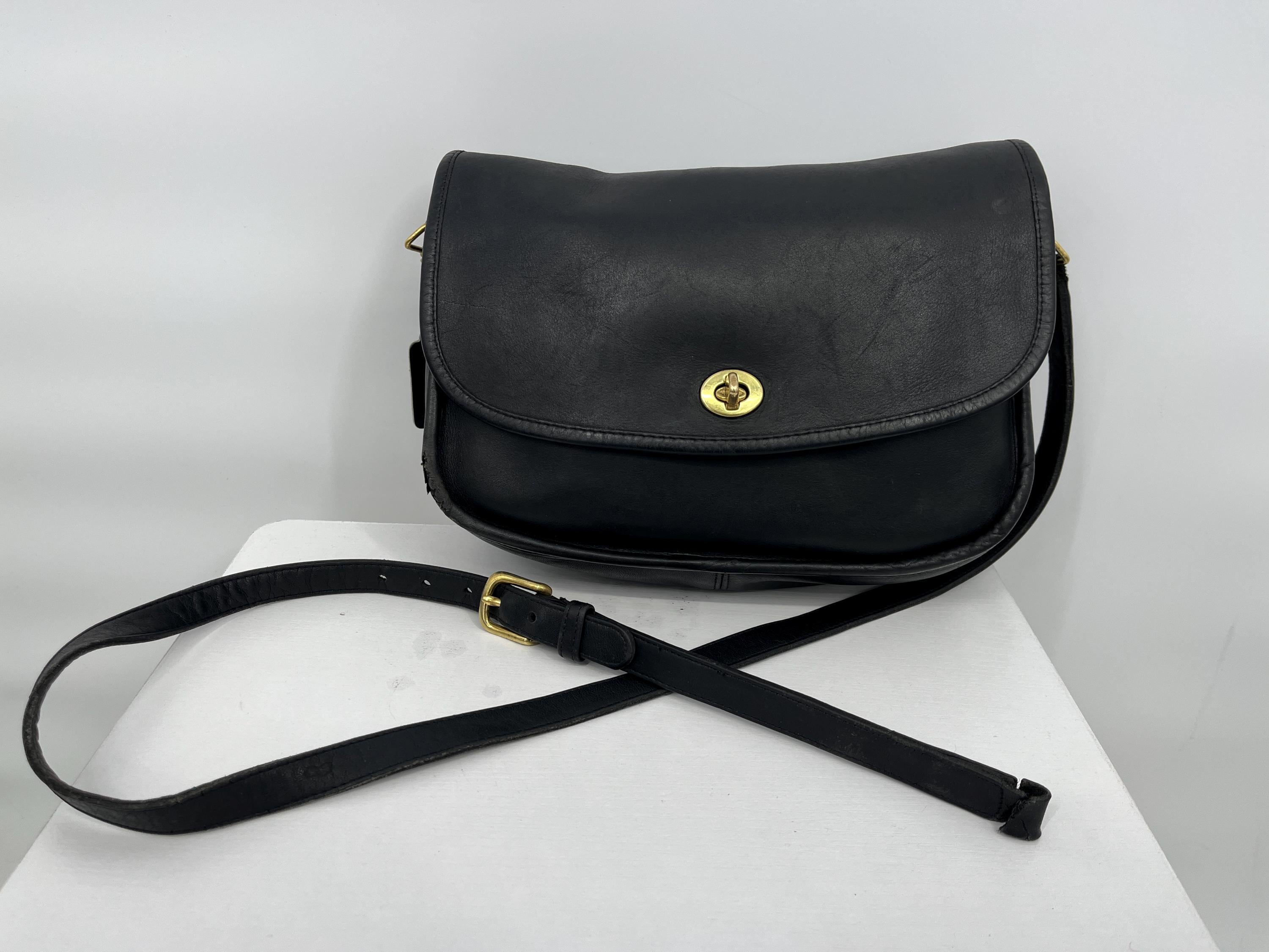 Vintage 70s Coach DAMAGED Black City Bag  Made in NYC  PLEASE