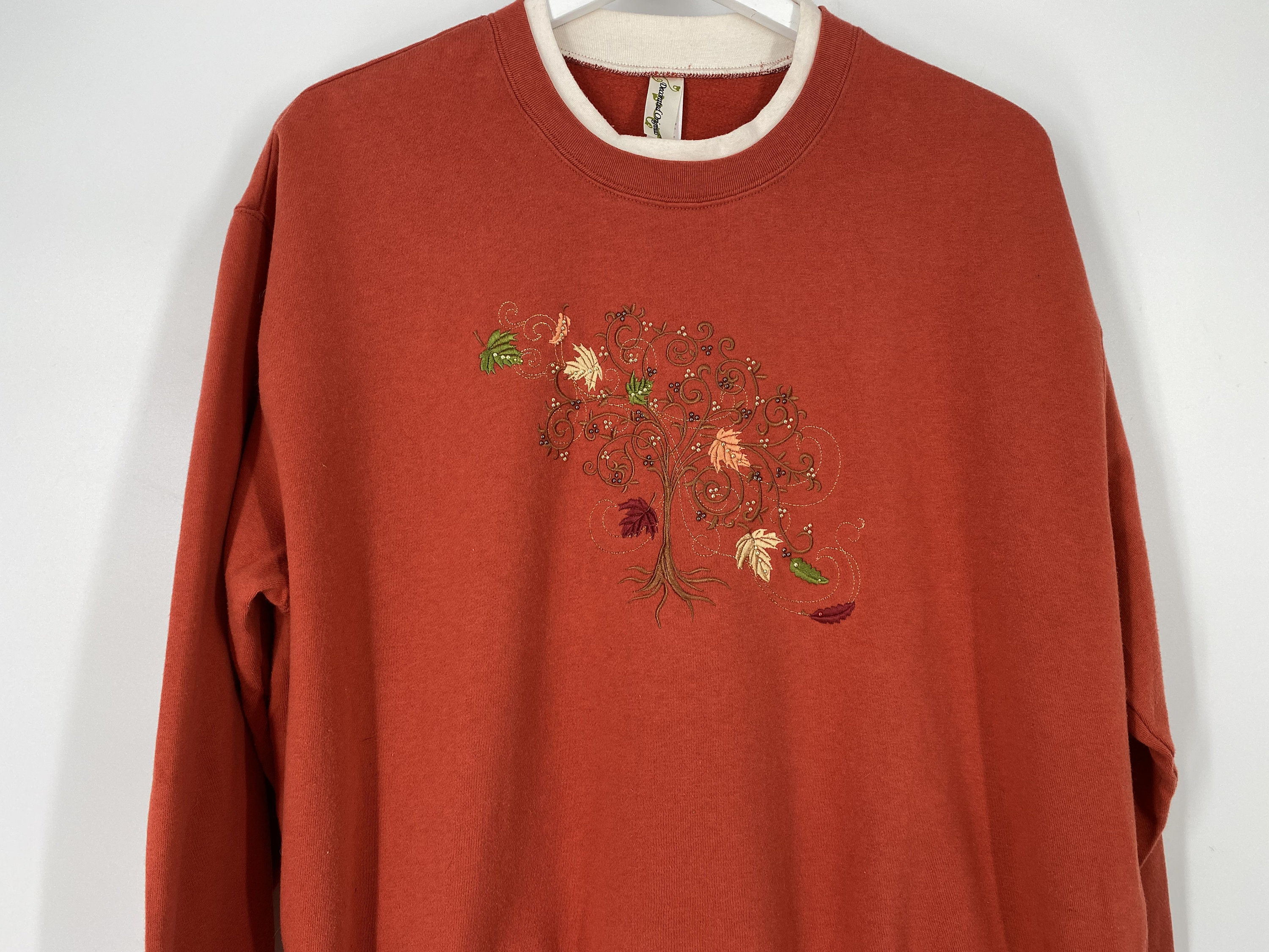 Vintage 90 s Orange Autumn Themed Embroidered and Embellished Sweatshirt by Decorated Originals Size XL SEE Description and Photos Etsy