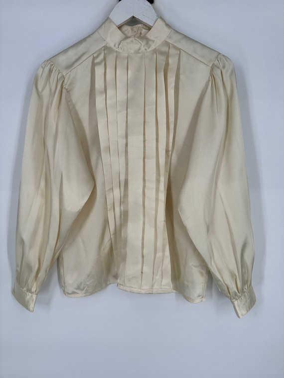 Vintage 70s/80s Champagne Pleated Blouse by SK Co… - image 1
