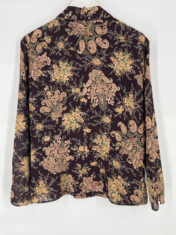 Vintage Brown and Yellow Paisley Floral Blouse by… - image 2