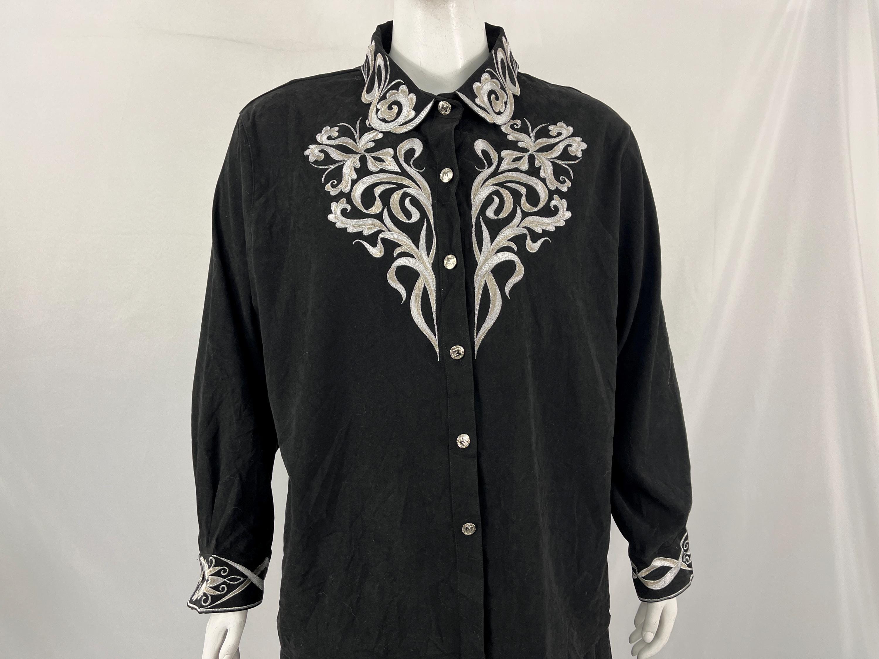 Bob Mackie 美品限定 vintage シャツ ジャケット unisex Bob Mackie Wearable Art White/Blue/Yellow Zip Up Shirt