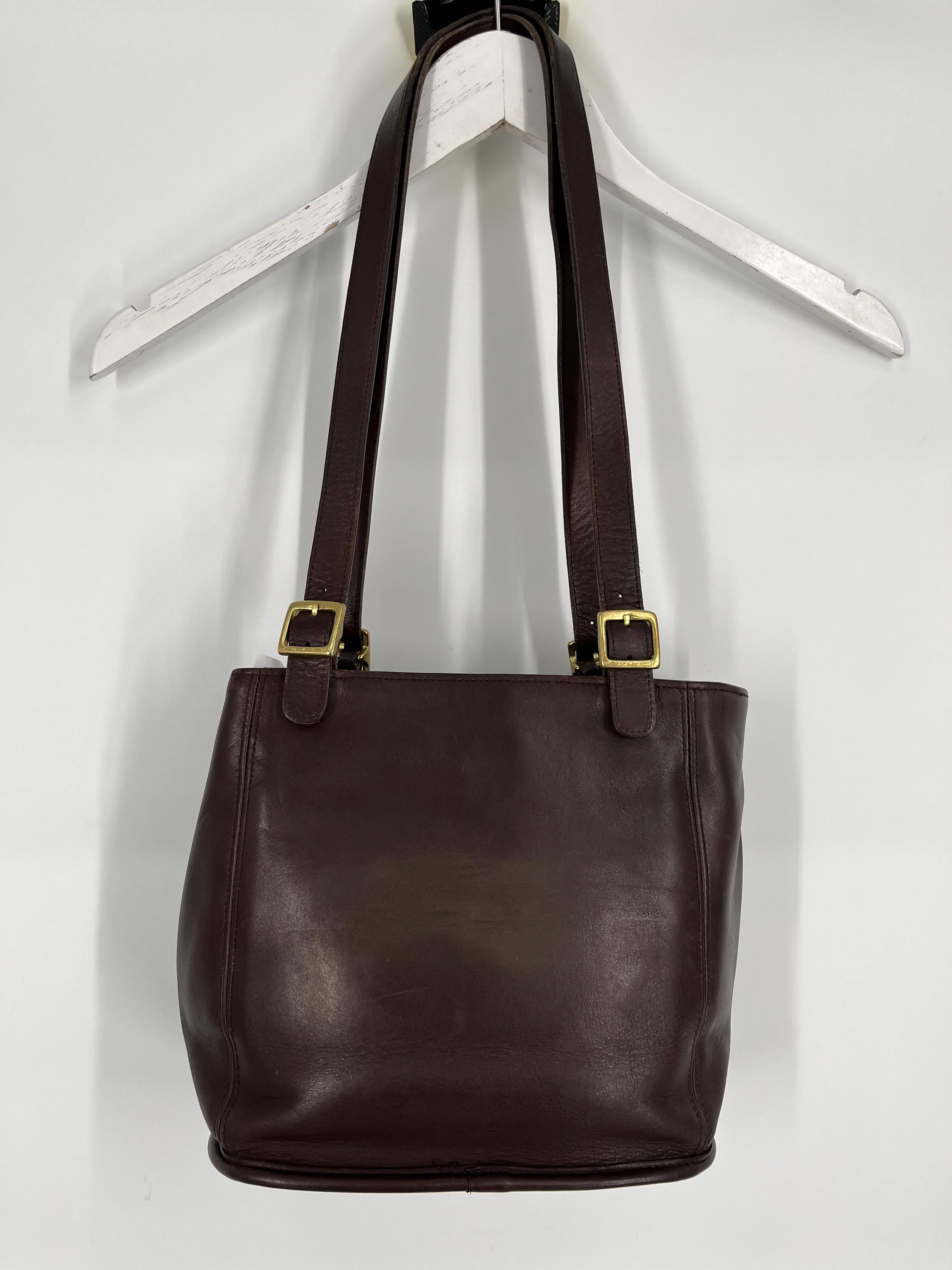 Vintage 90s Coach Mahogany Leather Shoulder Bucket Tote Bag