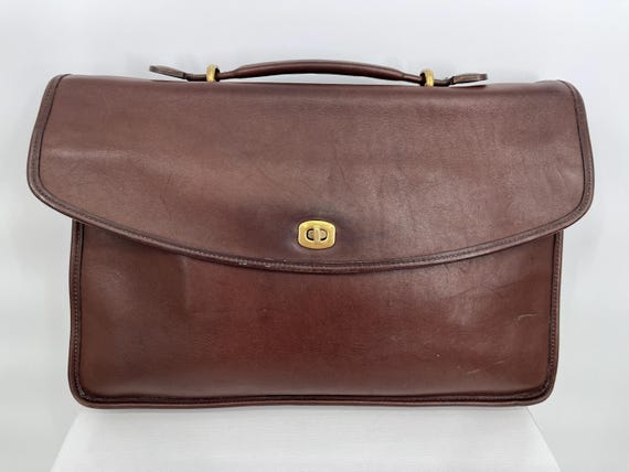 Vintage 90s Coach Mahogany Leather Lexington Brief #5265  Made in