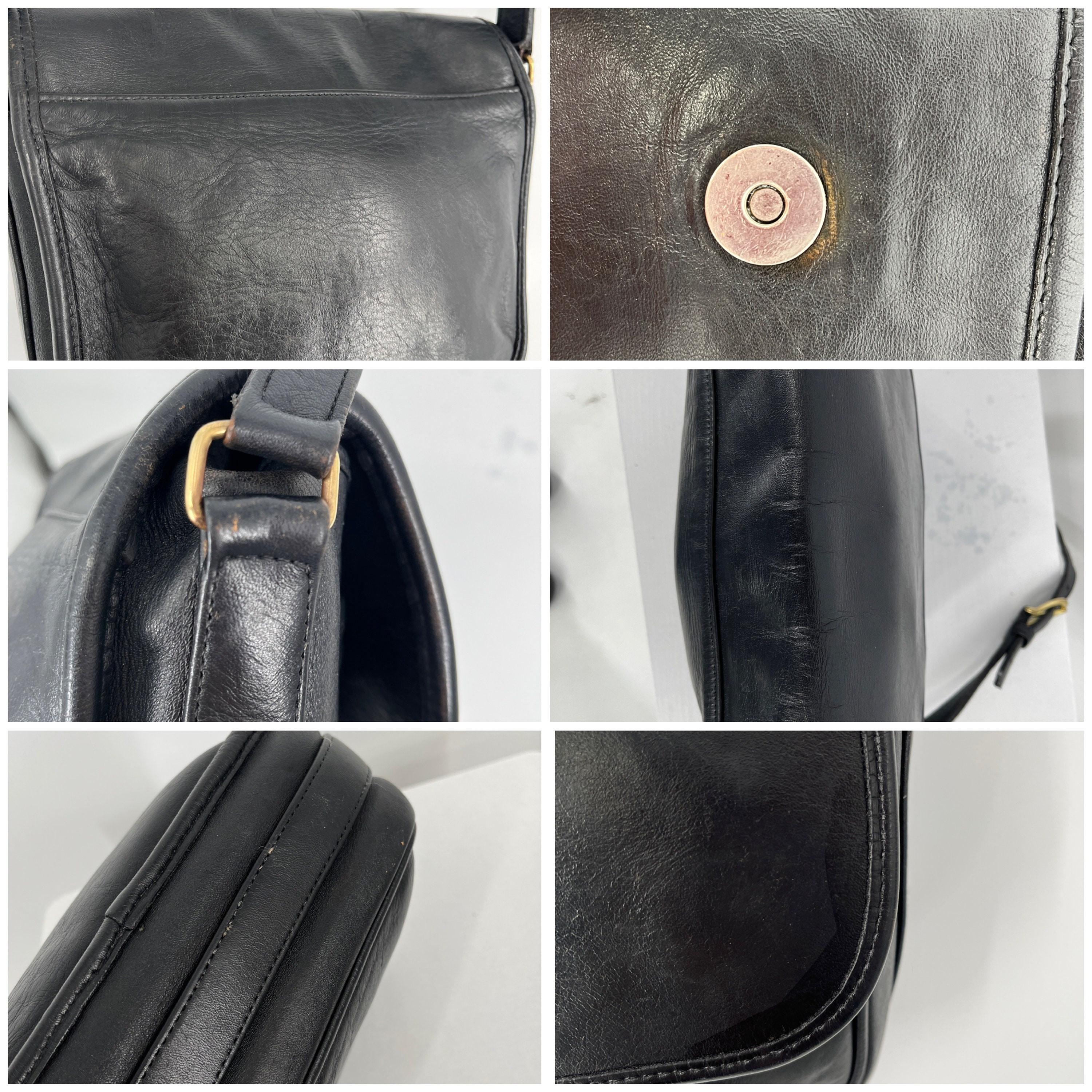 Vintage 80s Black Coach Tailored Pouch Shoulder Bag  Made
