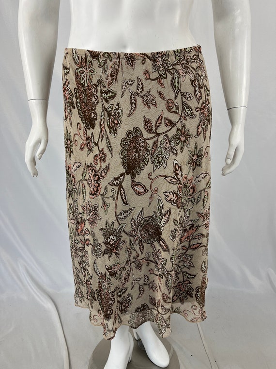 Vintage 90s Beige Paisley Print Skirt By DressBar… - image 2