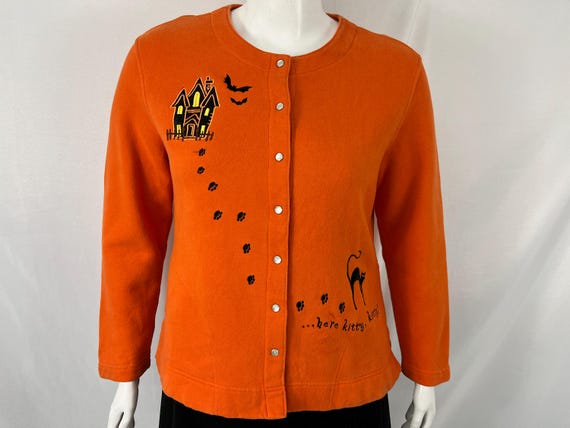 Vintage Classic Elements Orange Button Up Hallowe… - image 1