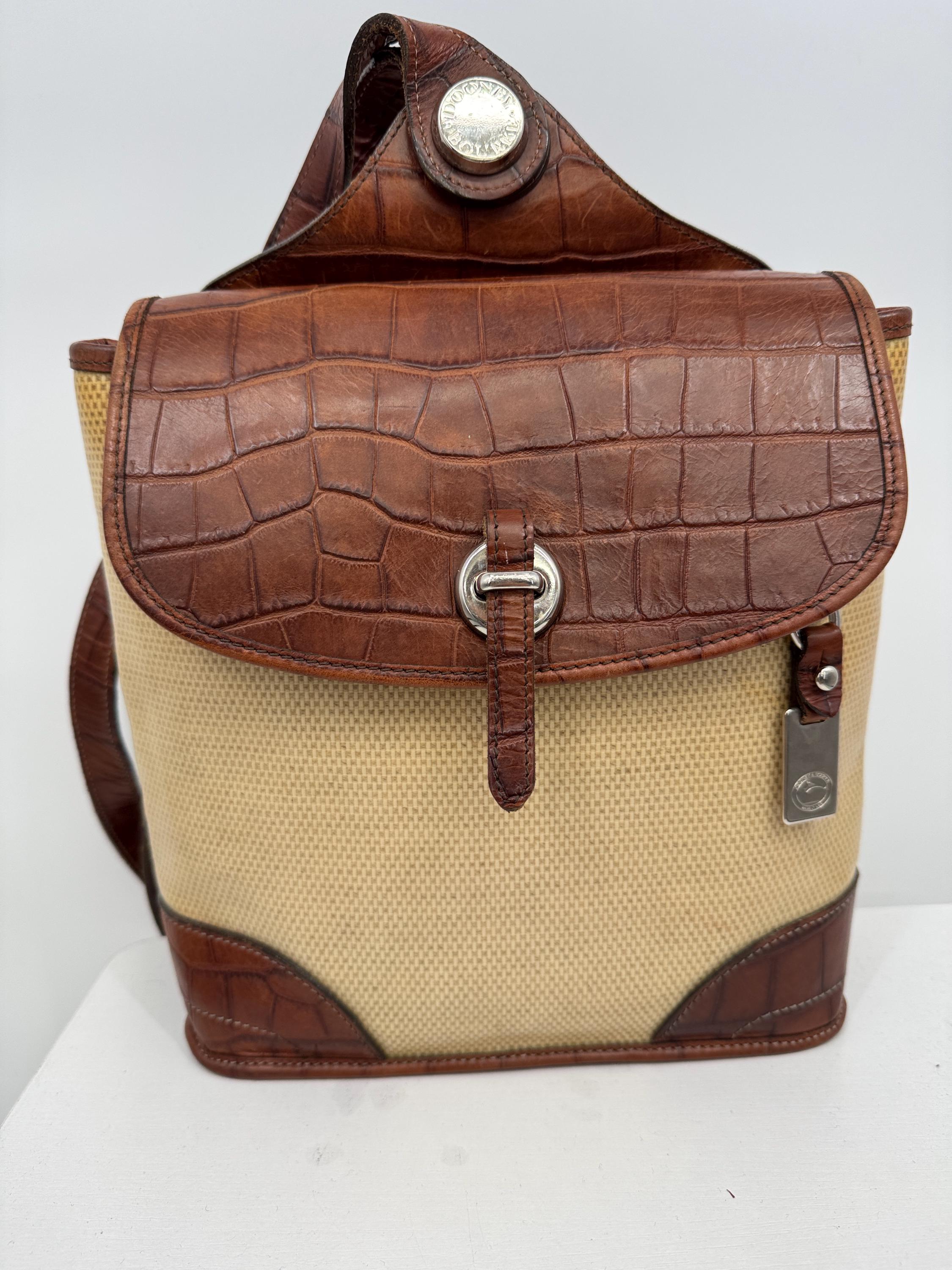 Dooney Croc-Embossed Backpack Dooney & Bourke Denison Leather Croco Flap Backpack - QVC.com main image 2