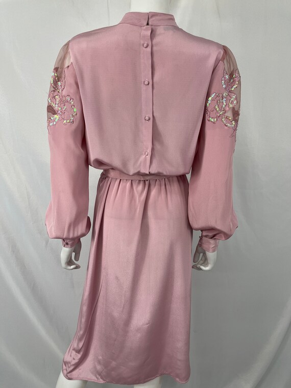 Vintage 70s Pink Long Sleeve Belted In The Mood D… - image 7