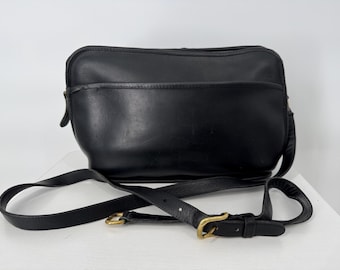 Vintage 80s Black Coach Tailored Pouch Shoulder Bag  Made in USA