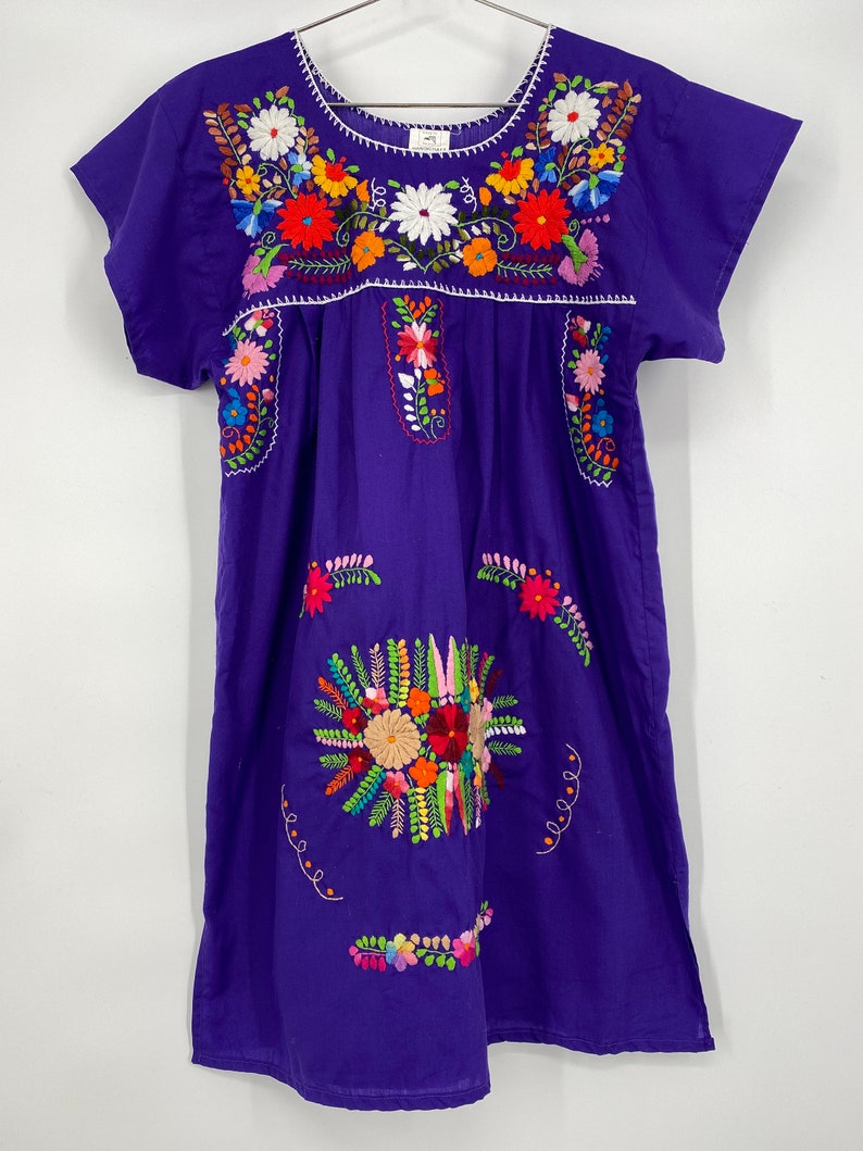 Purple DressTunic With Embroidered Flowers By Handicraft No Size See Measurements