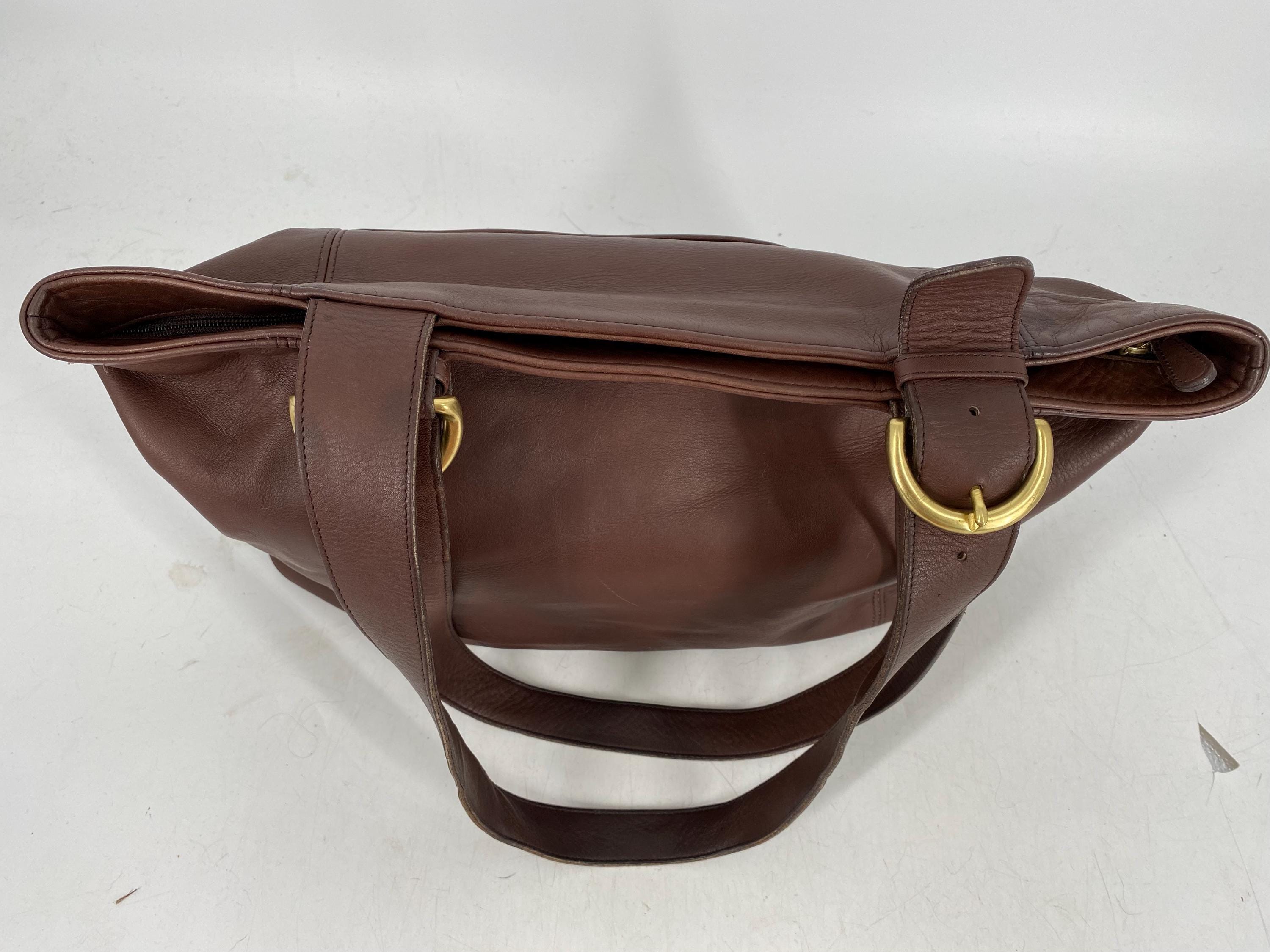 Vintage 90's Coach Dark Brown Leather Soho Zip Tote Shoulder