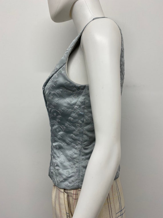 Vintage 90's Silvery Blue Sleeveless Top With Met… - image 7