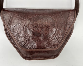Bolso de cuero geométrico vintage de cuero marrón de los años 90 por Carlos Falchi / Ver descripción para medidas y detalles de condición