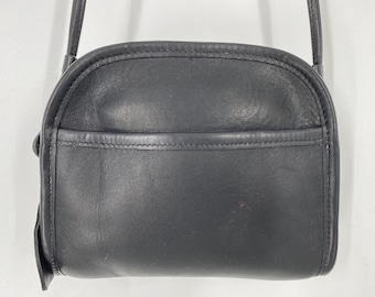 Vintage 90's Coach Black Leather Bleeker Basket Shoulder Bag #9302