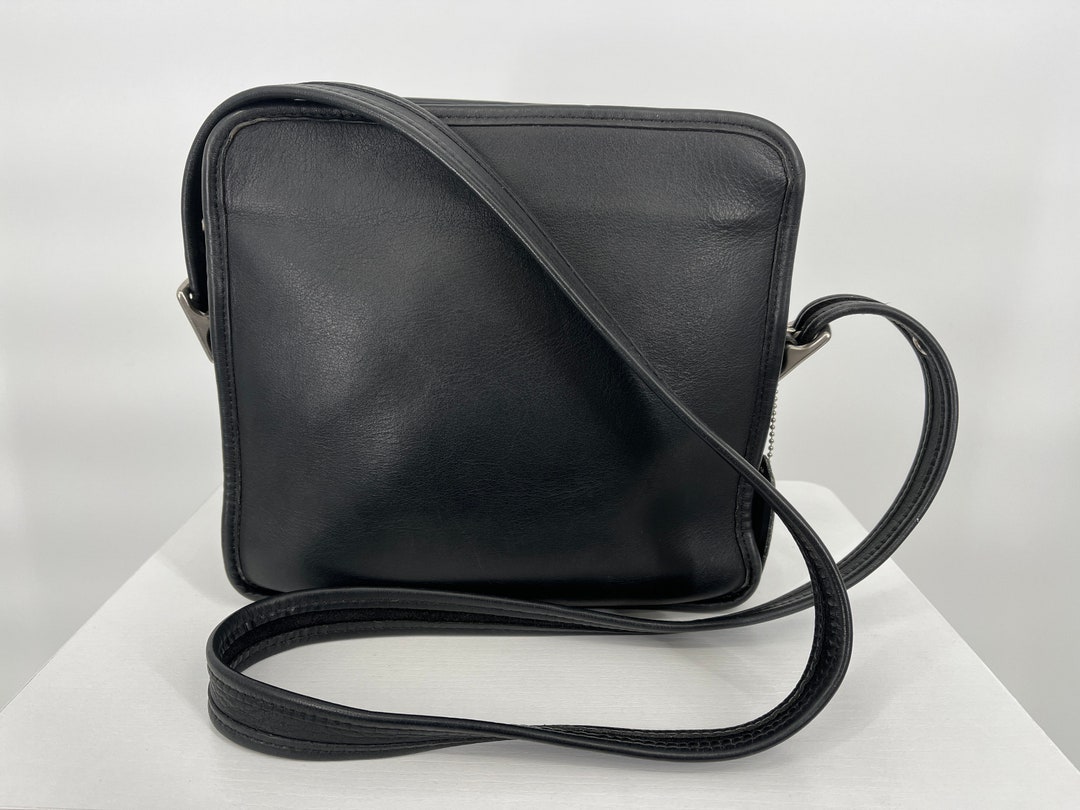 Vintage 2000s Black Coach North South Compartment Buckle Bag