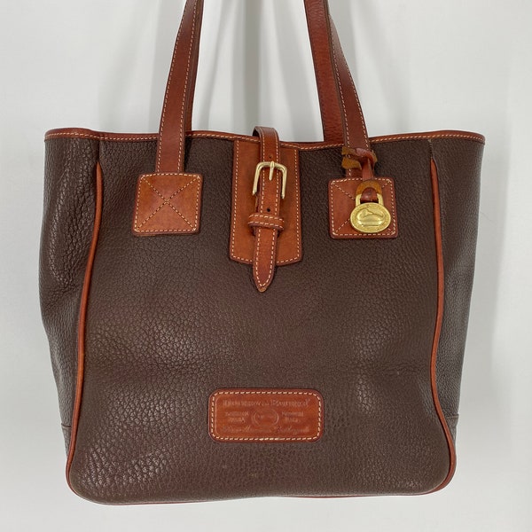 Vintage Dooney & Bourke Brown On Brown AWL Shopping Tote With Buckle Closure \ Made In USA \ PLEASE See Description And Photos