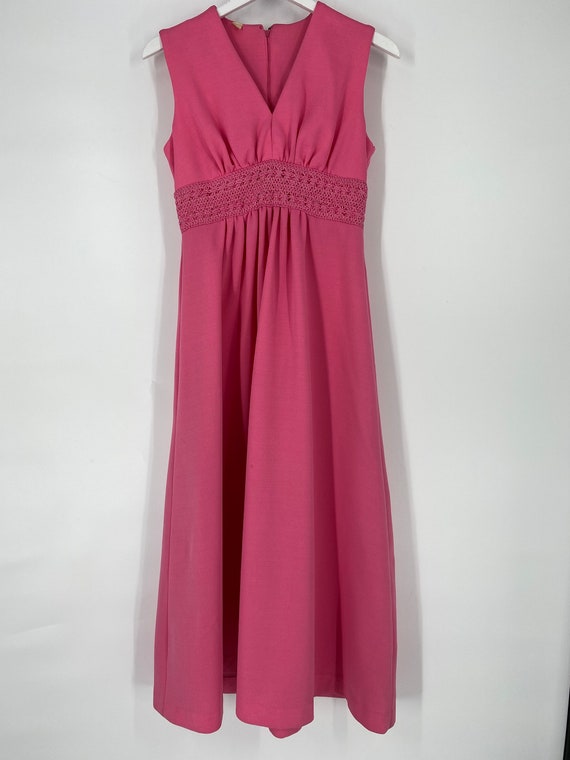 Vintage 70's Pink Dress With Decorative Waist \ S… - image 2