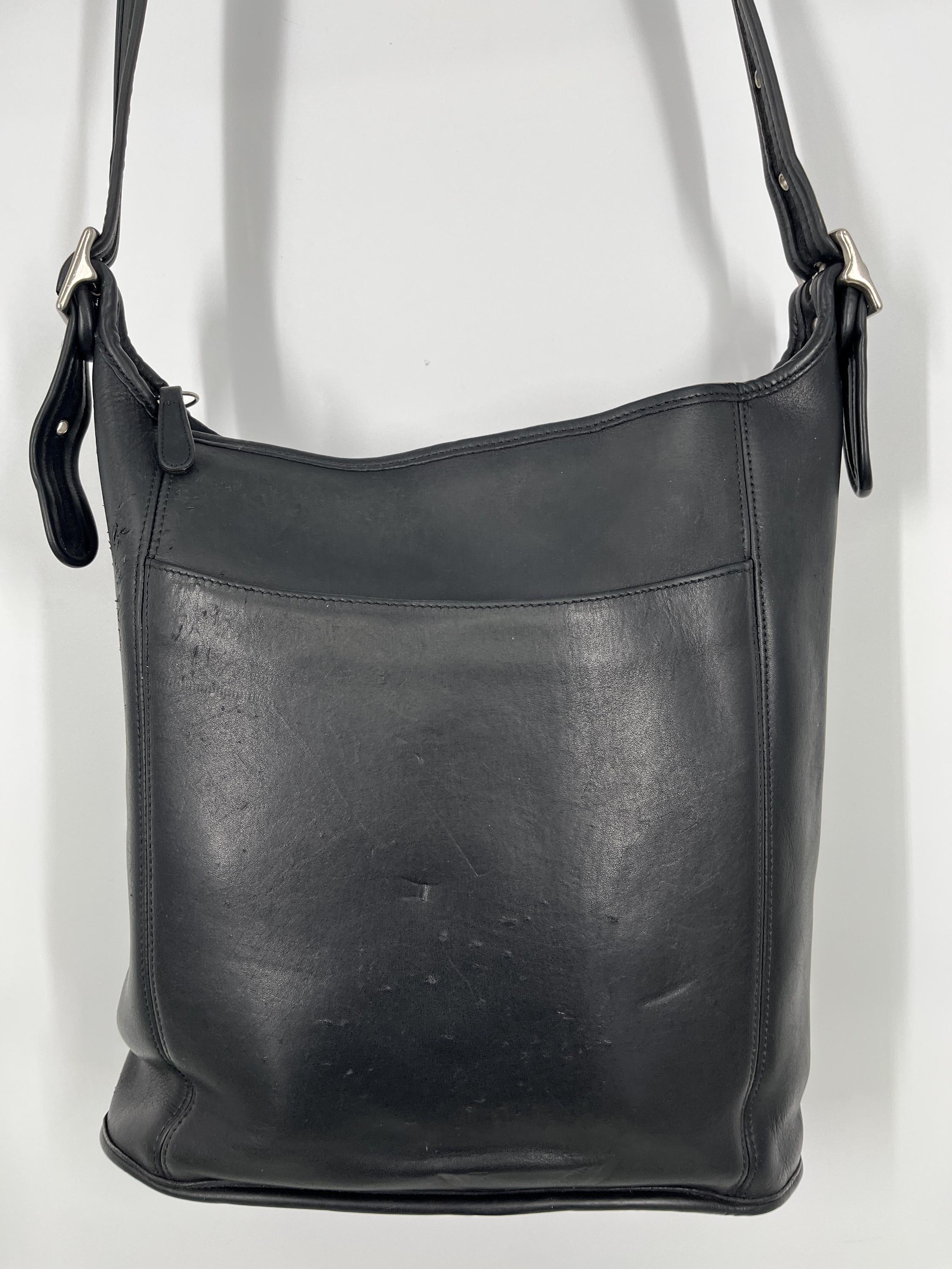 Vintage 90s Coach DAMAGED Black Legacy Slim Duffle Shoulder Bag 