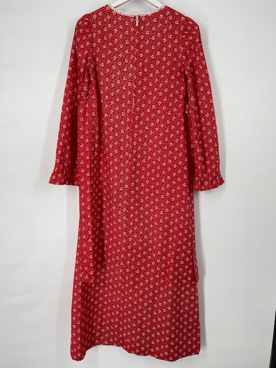 Vintage 70's Homemade Red Prairie Dress With Flor… - image 3