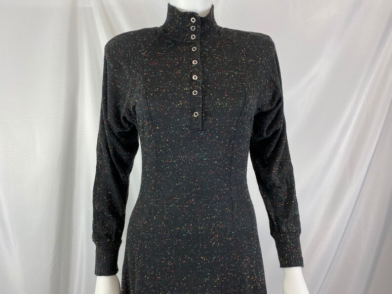 Vintage 80/'s Black Dress With Colorful Speckle Pattern By Just Us \\ Size 5 \\ See Measurements \\ Made In The USA