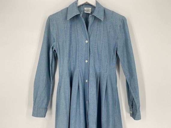 Vintage 90's %100 Cotton Blue Shirt Dress By Laur… - image 1