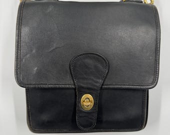 Vintage 80s Coach Black Station Shoulder Bag  Made in USA