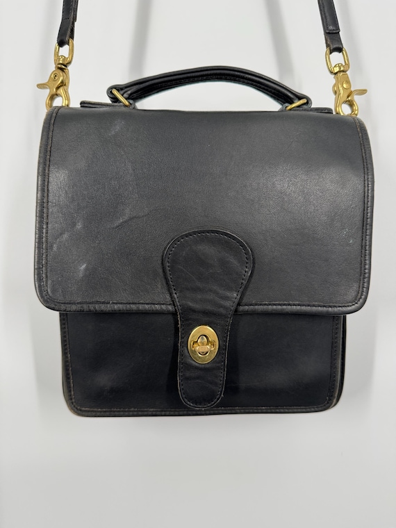 Vintage 70s Coach Black Station Shoulder Bag  Made in USA