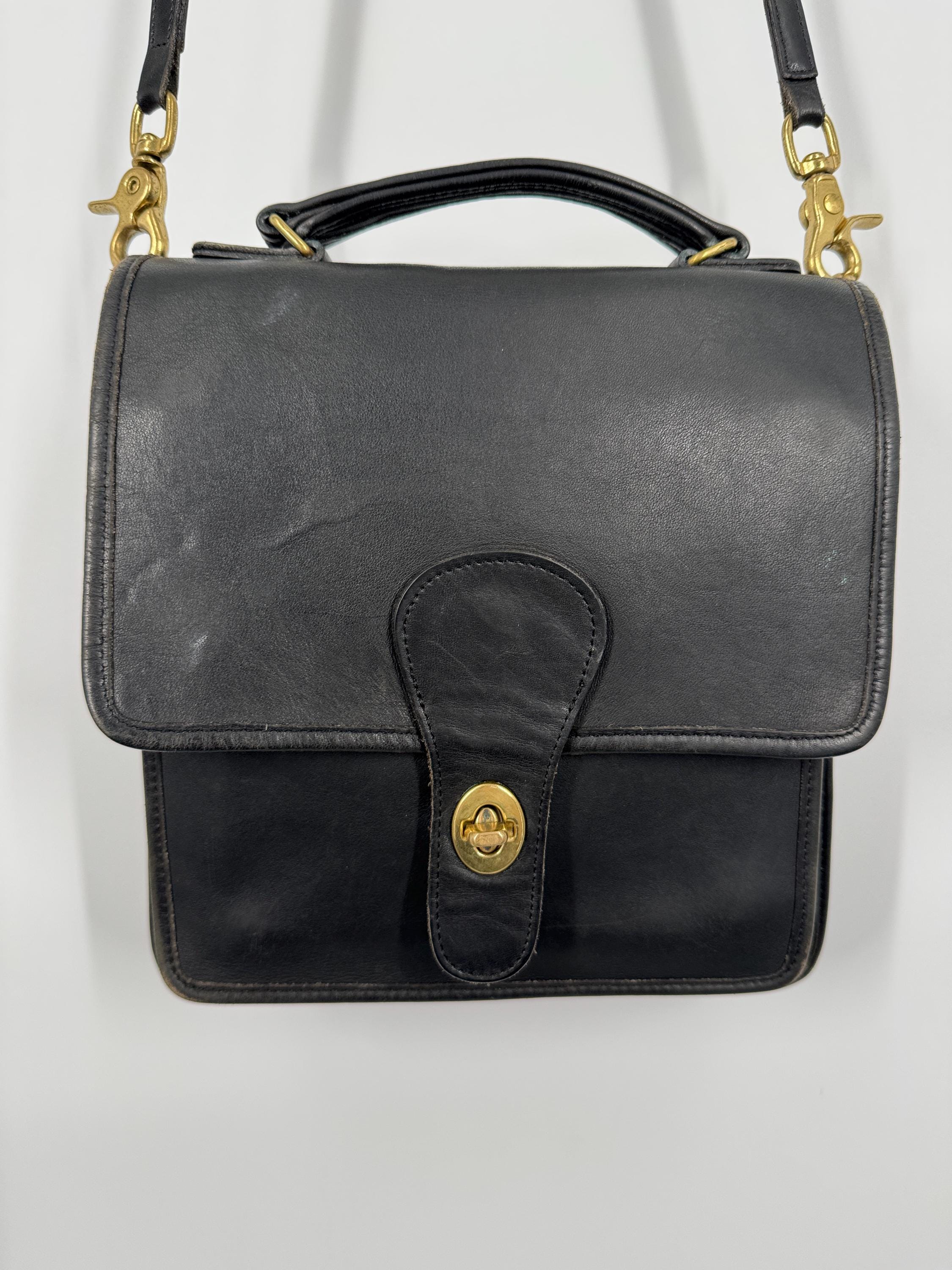 Vintage 70s Coach Black Station Shoulder Bag  Made in USA