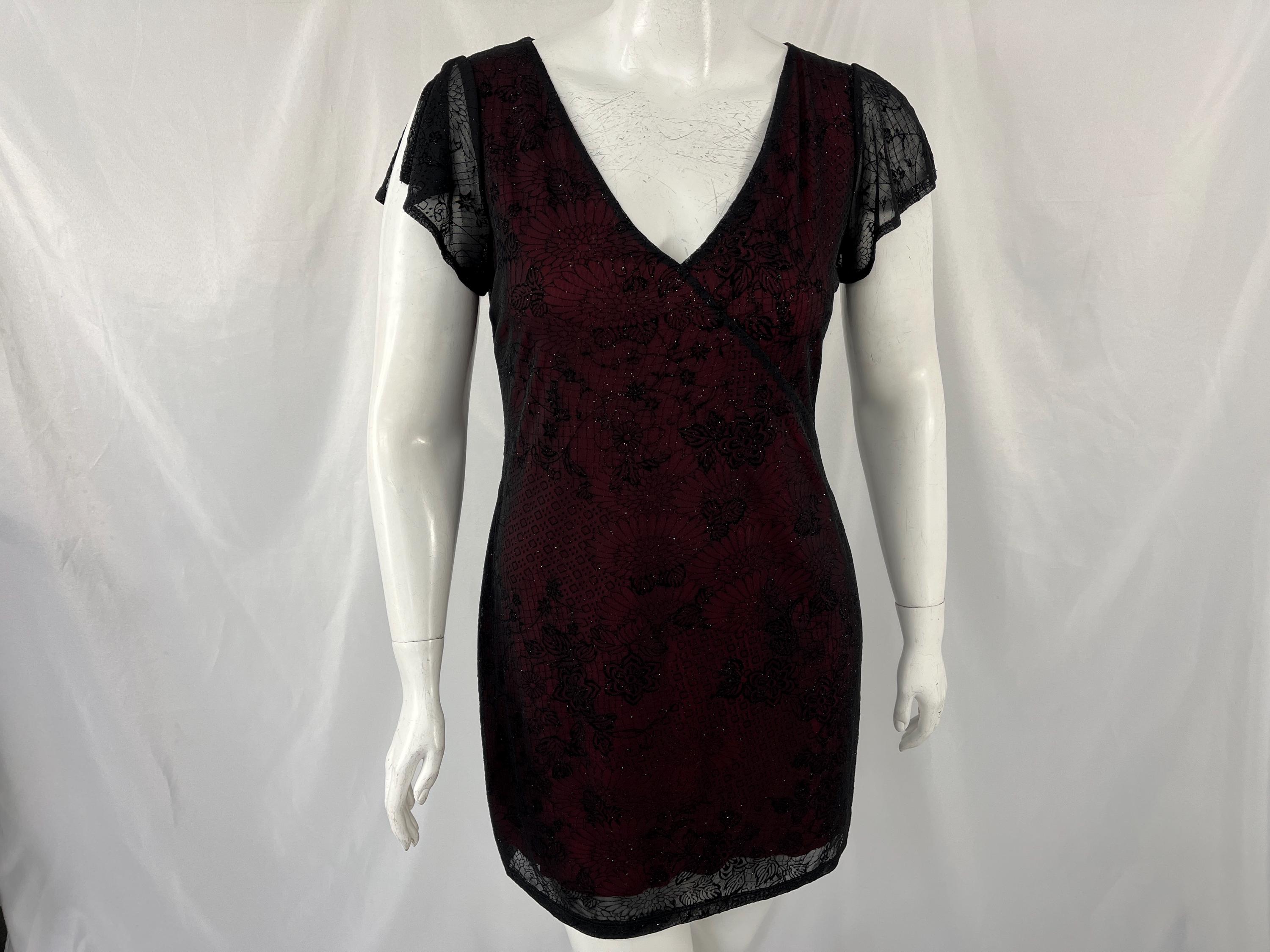 Red Dress With Black Lace Overlay - Etsy