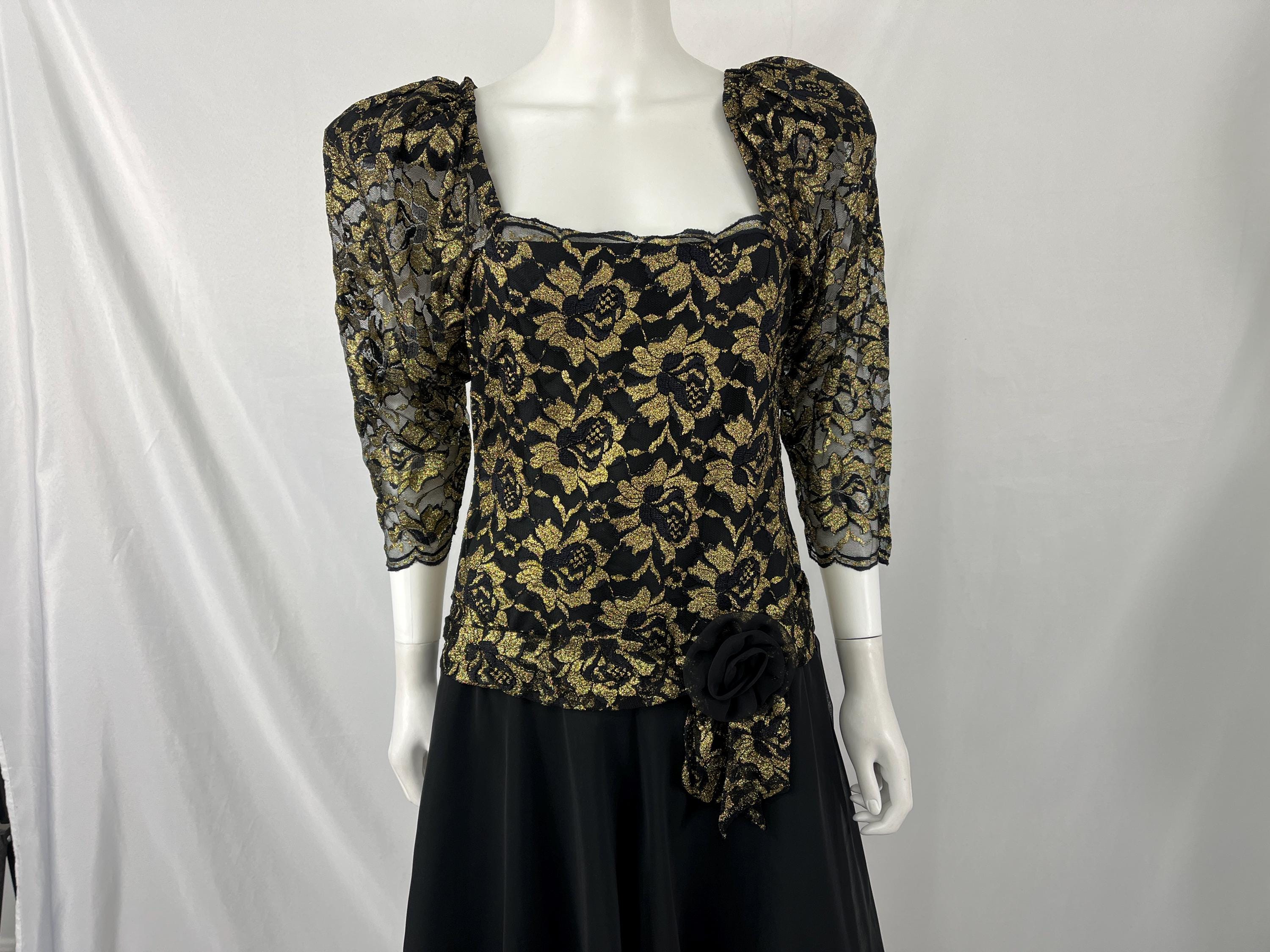 black dress with gold lace overlay Dresses | Beautiful Black Dress With Black And Gold Lace Overlay