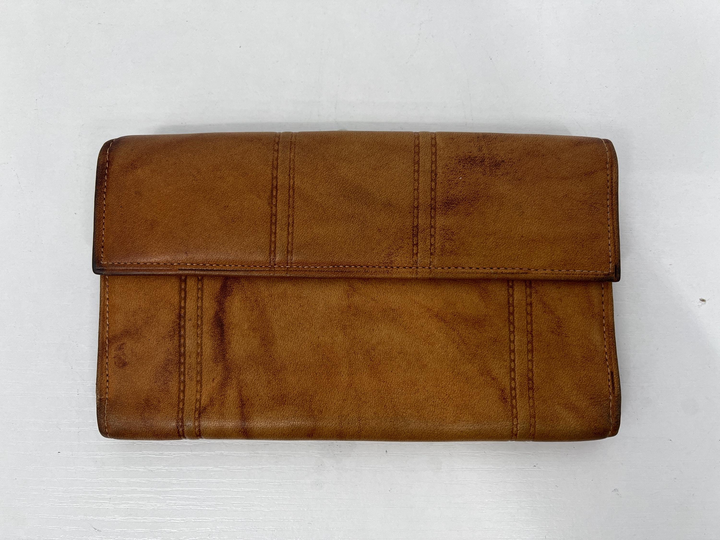 Vintage 80s Brown Bifold Leather Wallet By Di Lido / View Description For Measurements And Condition Details