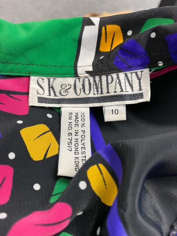 Vintage 90's Bright Funky Patchwork Pattern Blous… - image 5