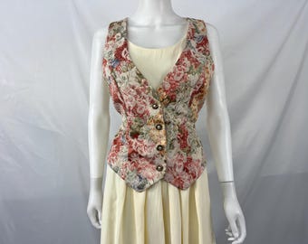 Vintage 80s Attached Floral Vest Romper By ADLIB / Size 9 / View Description