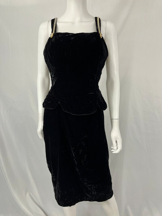 Vintage Scott McClintock Black Velvet Tank Dress … - image 3