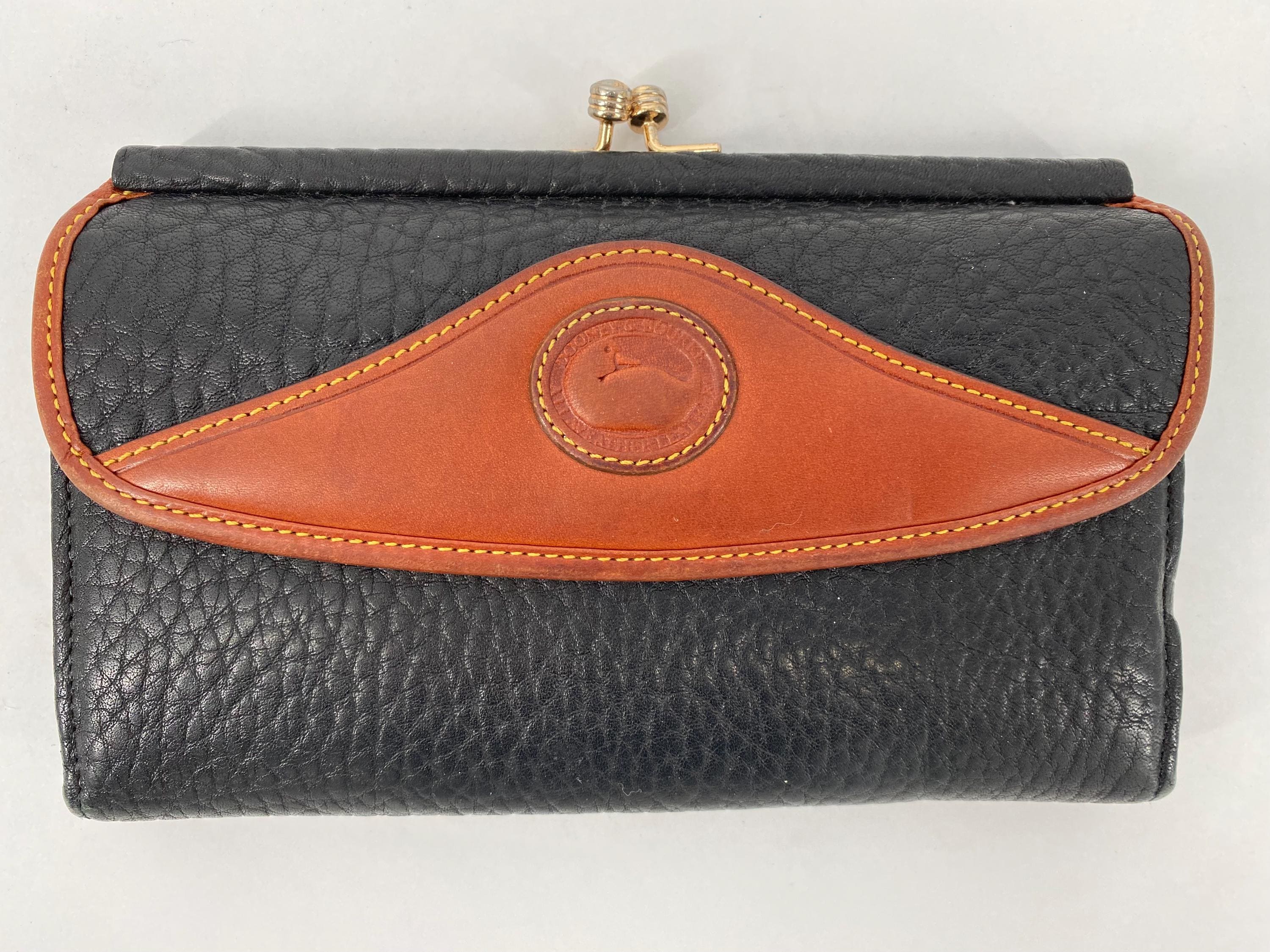 Vintage 90's Dooney & Bourke Black AWL Bifold Wallet With British Tan Trim \ Please See Description, Photos And Video