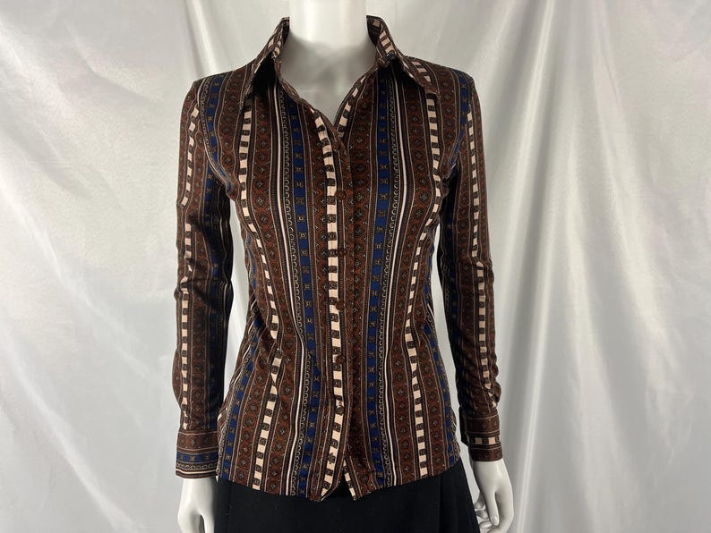 Vintage 70s Long Sleeve Button Front Blouse by Huk-a-poo / Size M ...