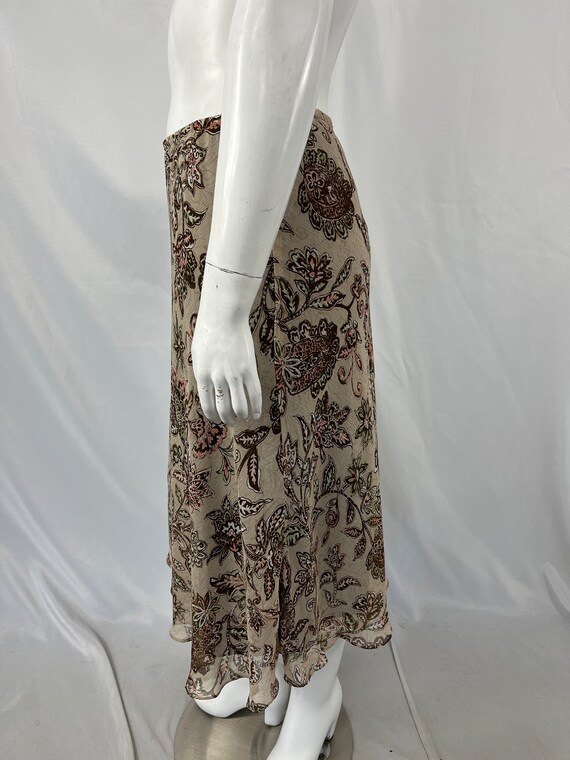 Vintage 90s Beige Paisley Print Skirt By DressBar… - image 3