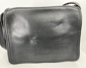 Vintage 80s Coach Black Leather Light Tote | 4065 | Made in USA